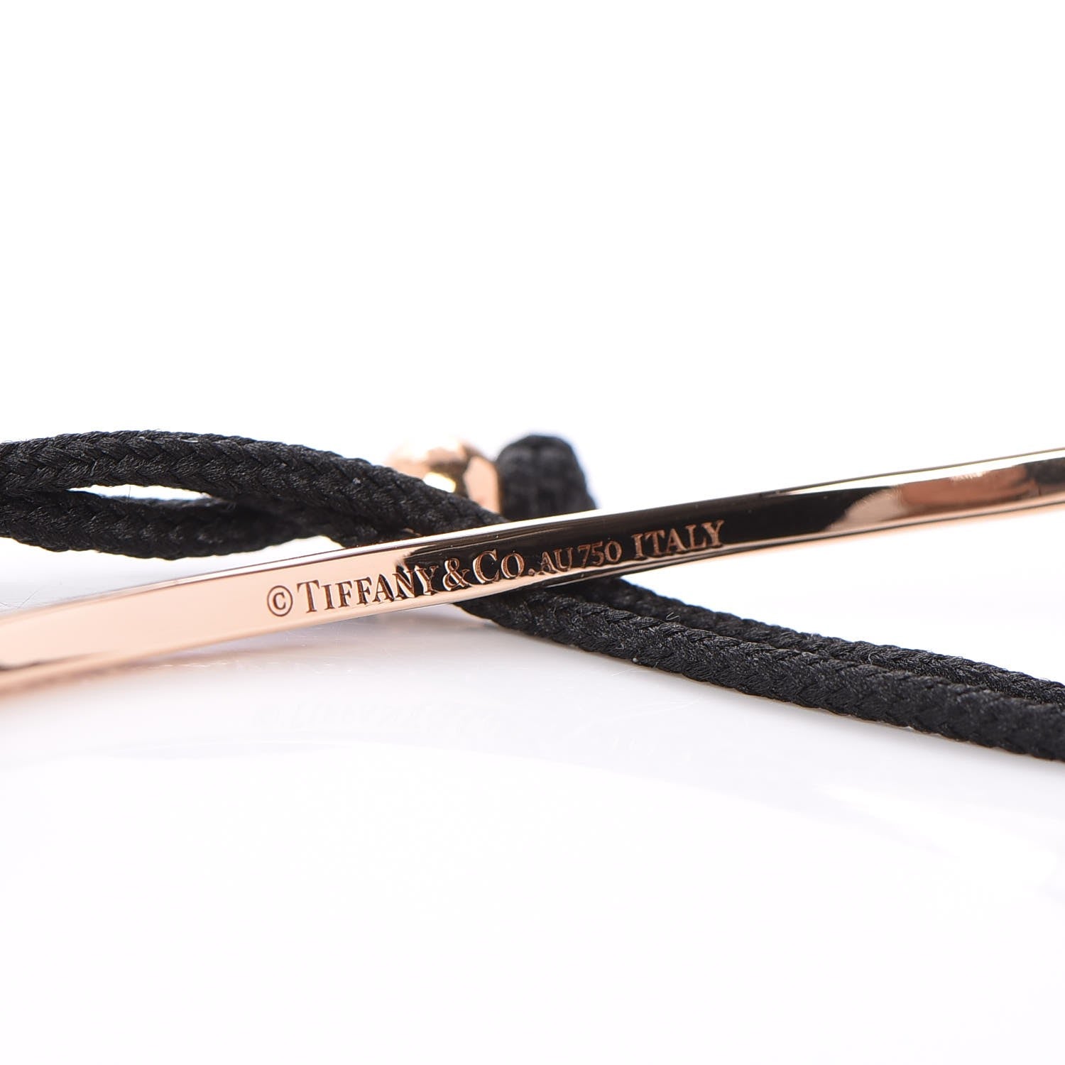 Tiffany 18K Rose Gold Pink Sapphire Metro Bar Cord Bracelet 5 of 6