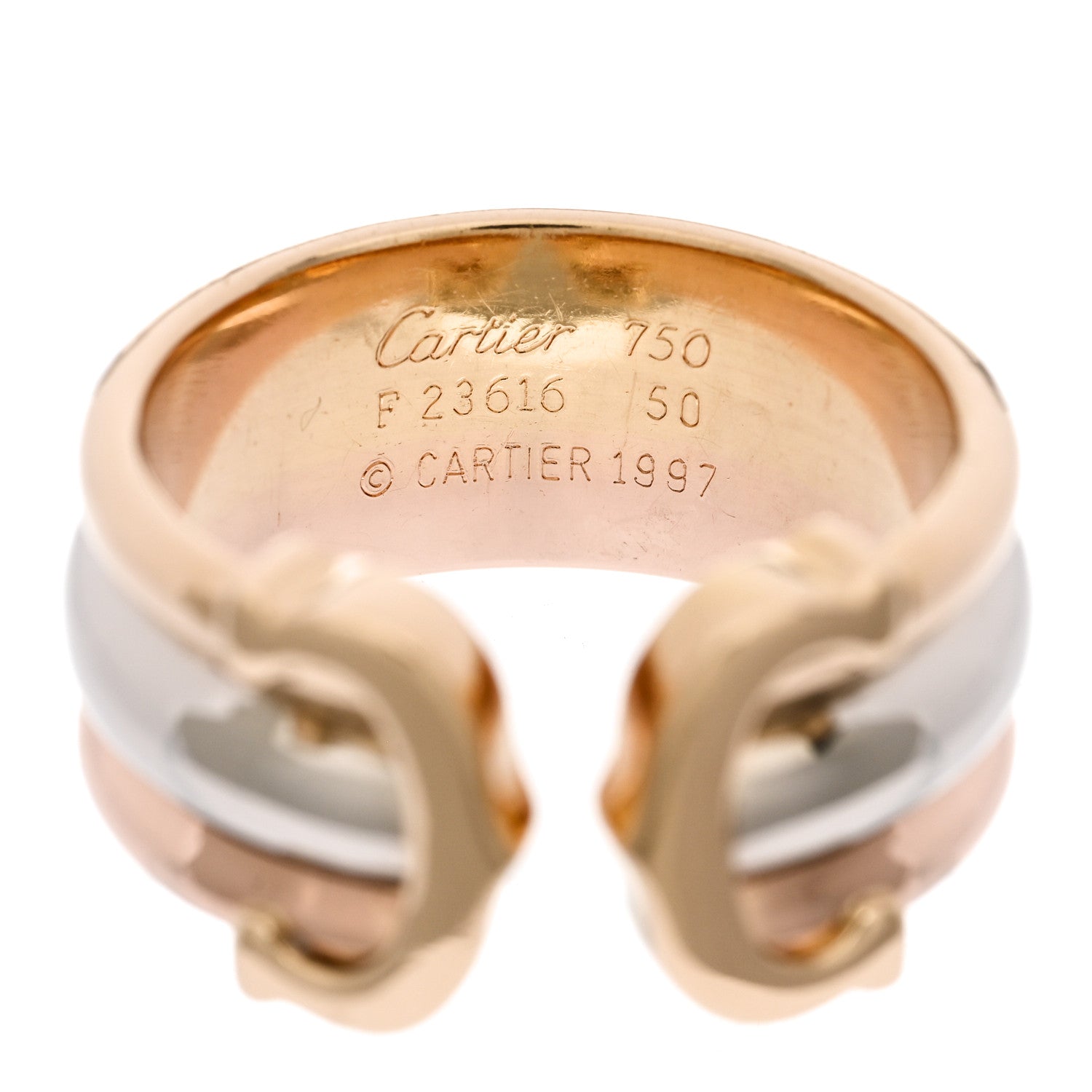 Cartier 18K Pink Yellow White Gold 8mm C De Cartier Ring 50 5.5 4 of 4