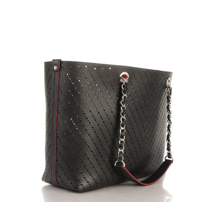 Chanel Perforated Grained Calfskin Large Shopping Tote Black 3 of 8