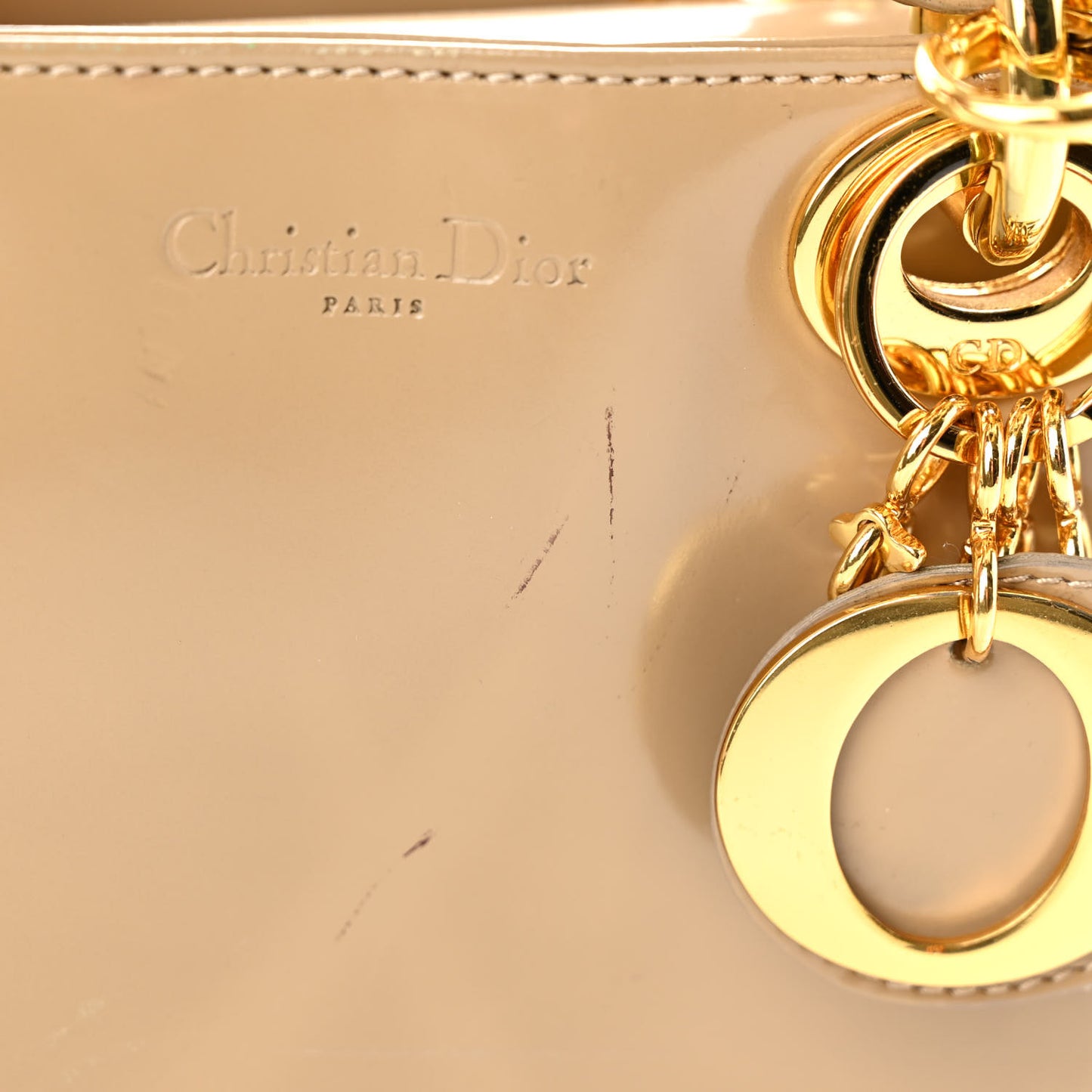 Patent Mini Lady Dior Beige