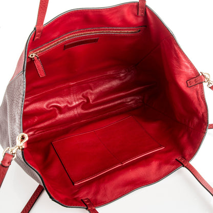 Valentino Garavani Calfskin Bi-Color Rockstud Crossbody Tote Burgundy Red 5 of 7