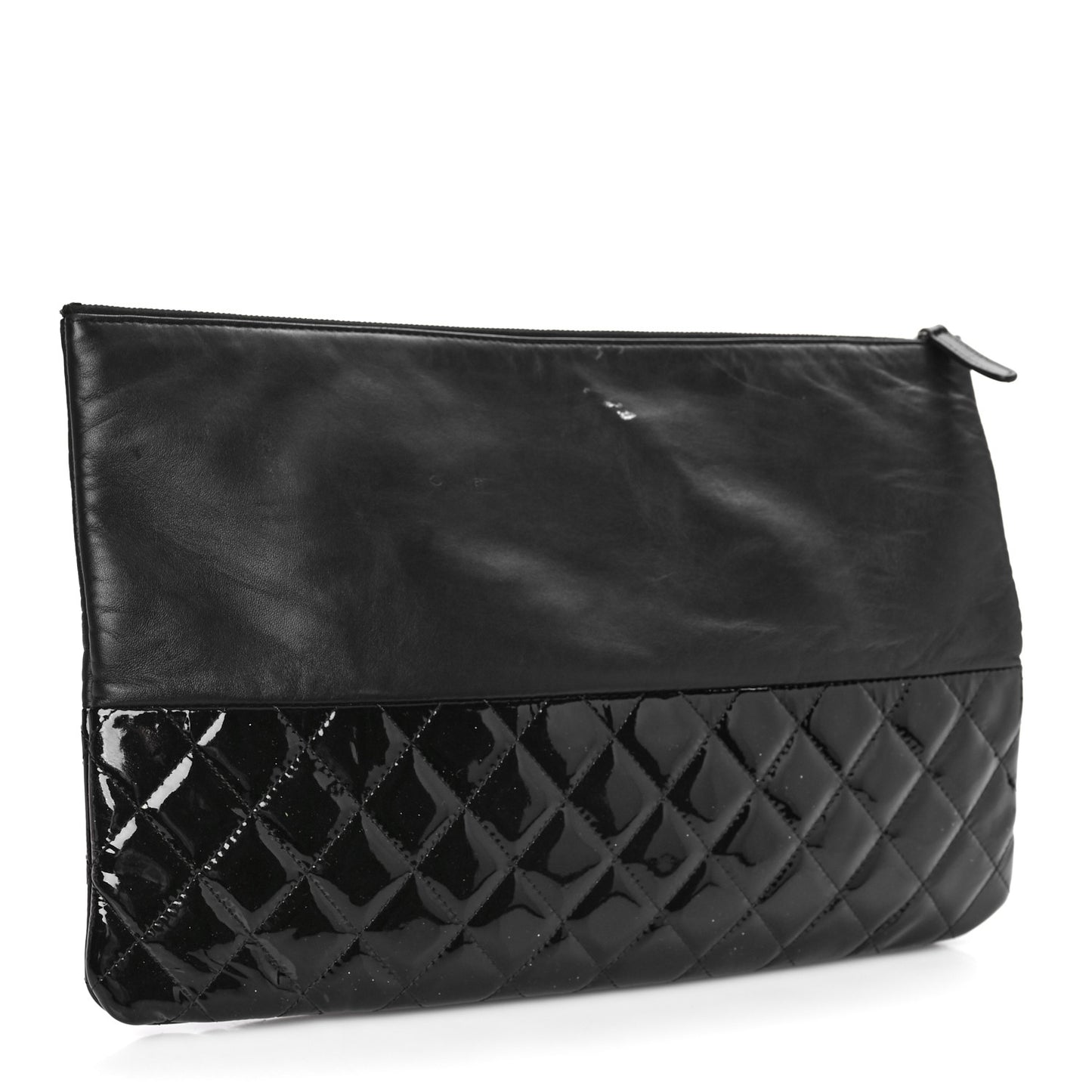 Lambskin Patent Quilted Large Cosmetic Case Black