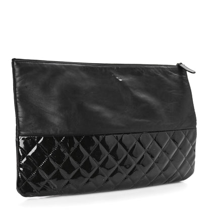 Chanel Lambskin Patent Quilted Large Cosmetic Case Black 3 of 12