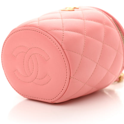 Chanel Lambskin Quilted Afternoon Tea Top Handle Vanity Case With Chain Light Pink 10 of 10