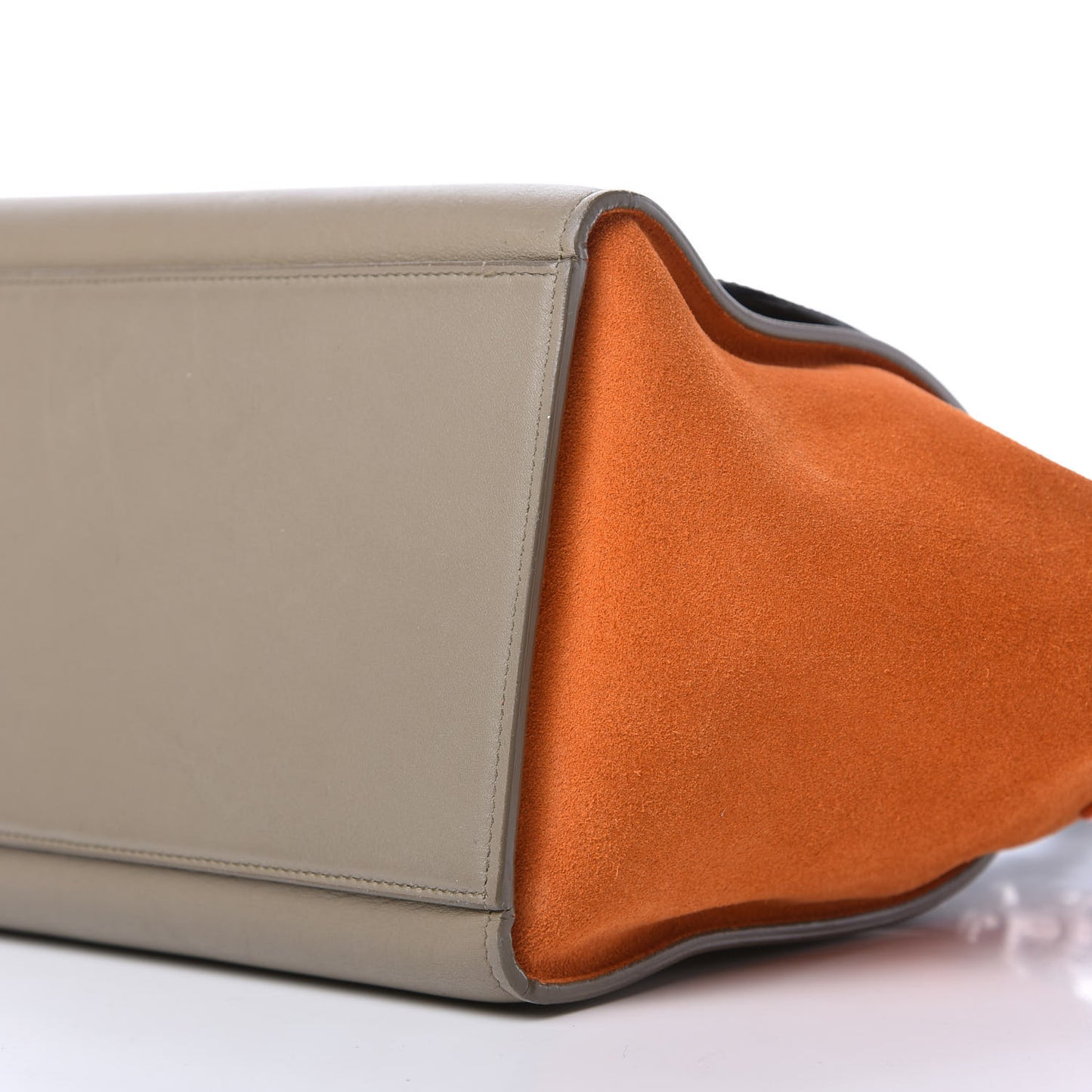Smooth Calfskin Suede Small Tri-Color Trapeze Orange