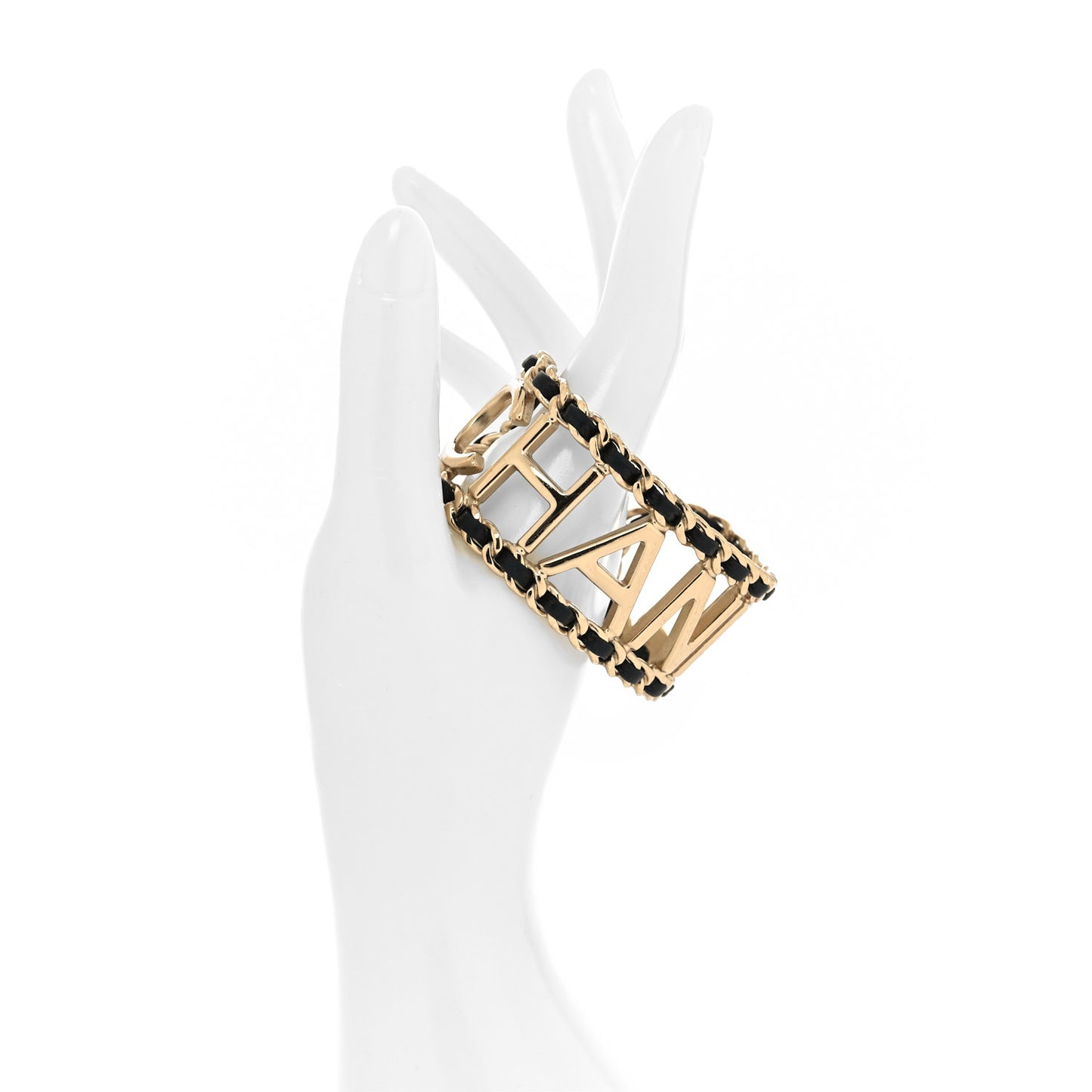 Lambskin Vintage Allure Cuff Bracelet M Black Gold