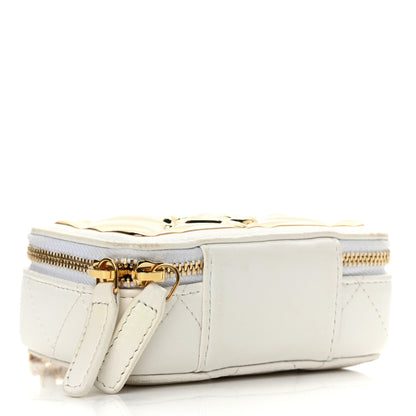 Chanel Lambskin Metal Quilted Extra Mini Vanity Case With Chain White Gold 4 of 10