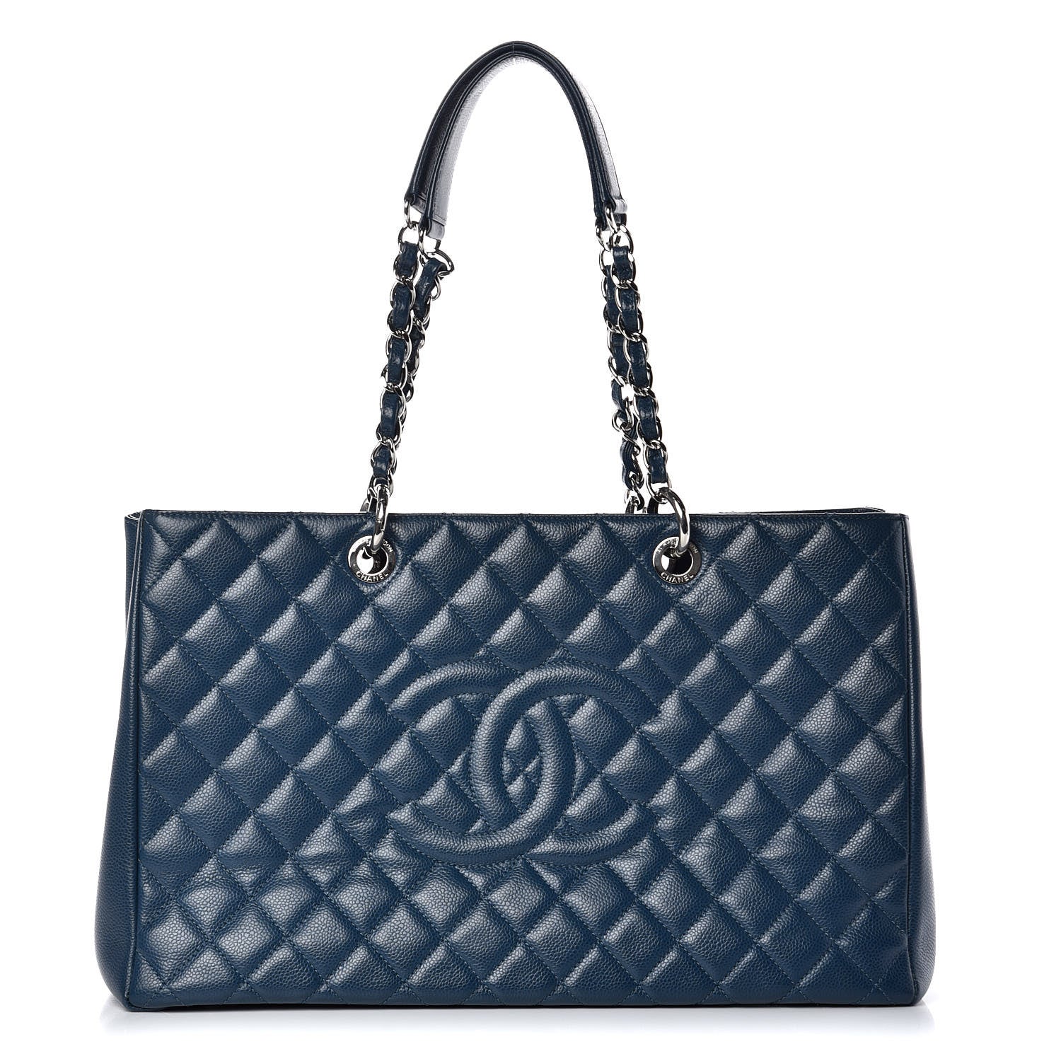 Chanel Caviar Quilted XL Grand Shopping Tote GST Navy Blue 1 of 12