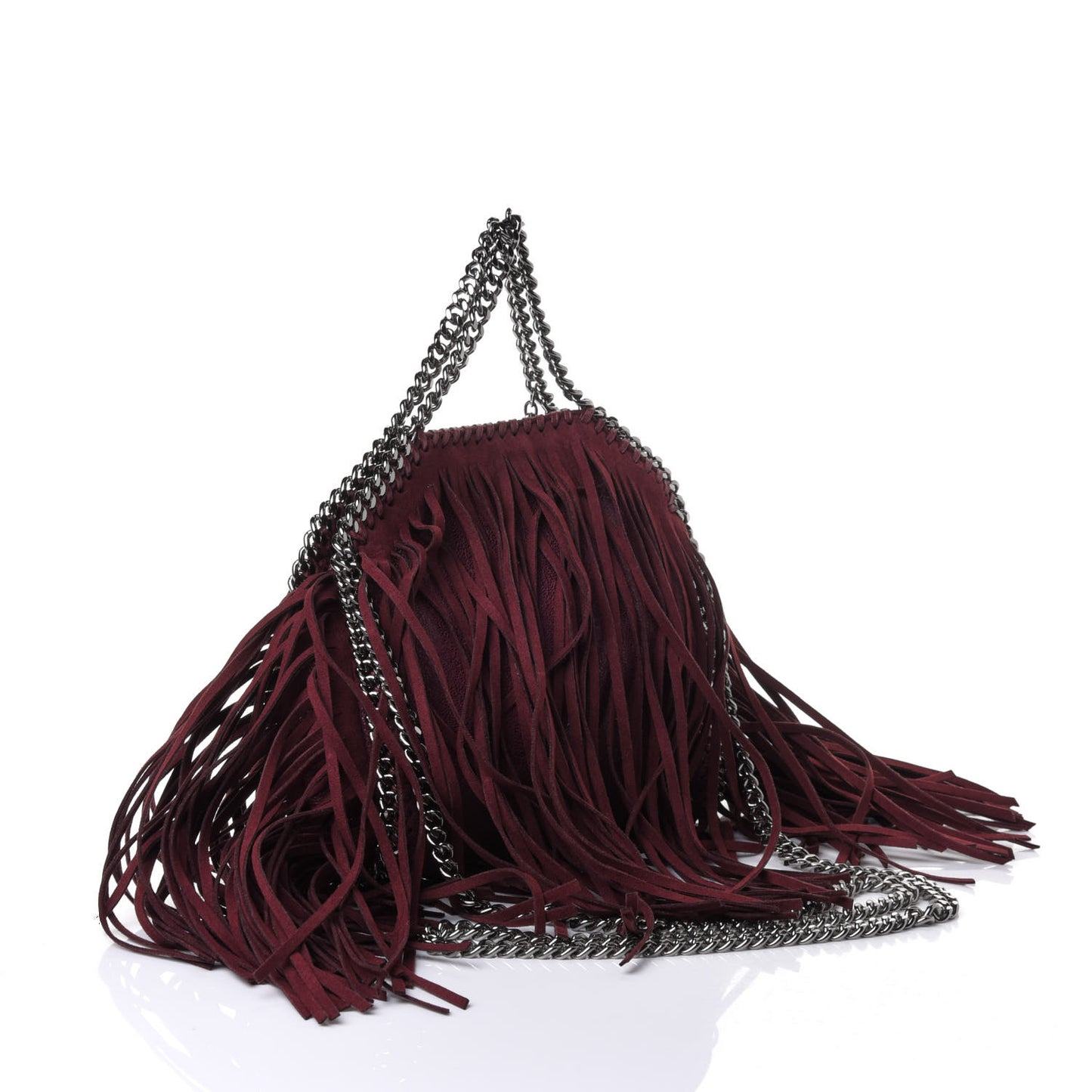 Shaggy Deer Fringe Tiny Falabella Tote Plum