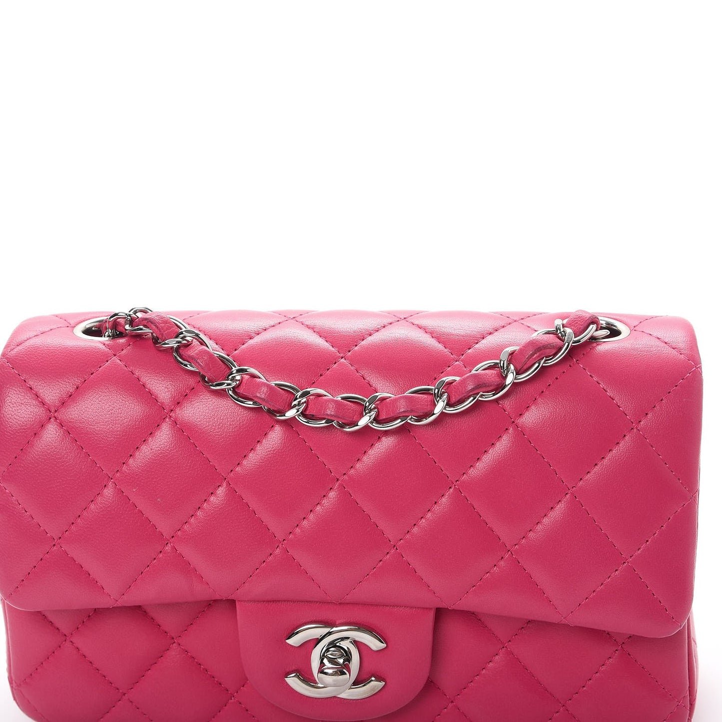 Lambskin Quilted Mini Rectangular Flap Pink