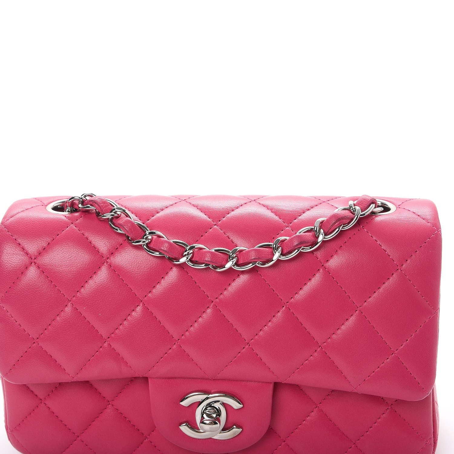 Chanel Lambskin Quilted Mini Rectangular Flap Pink 9 of 10