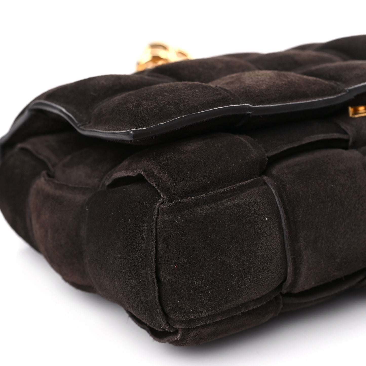 Suede Maxi Intrecciato Padded Chain Cassette Crossbody Bag Fondant