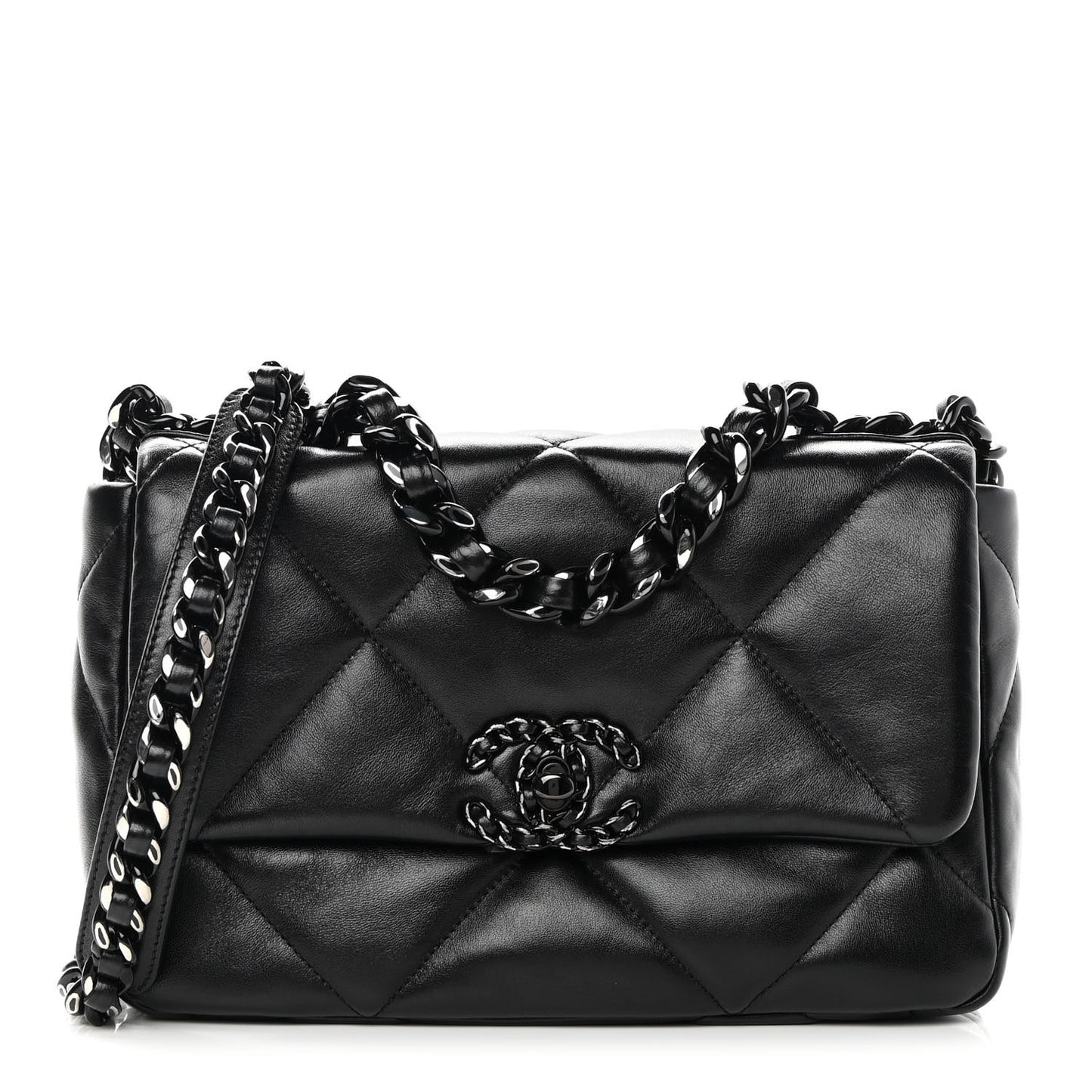 Lambskin Quilted Medium Chanel 19 Flap So Black