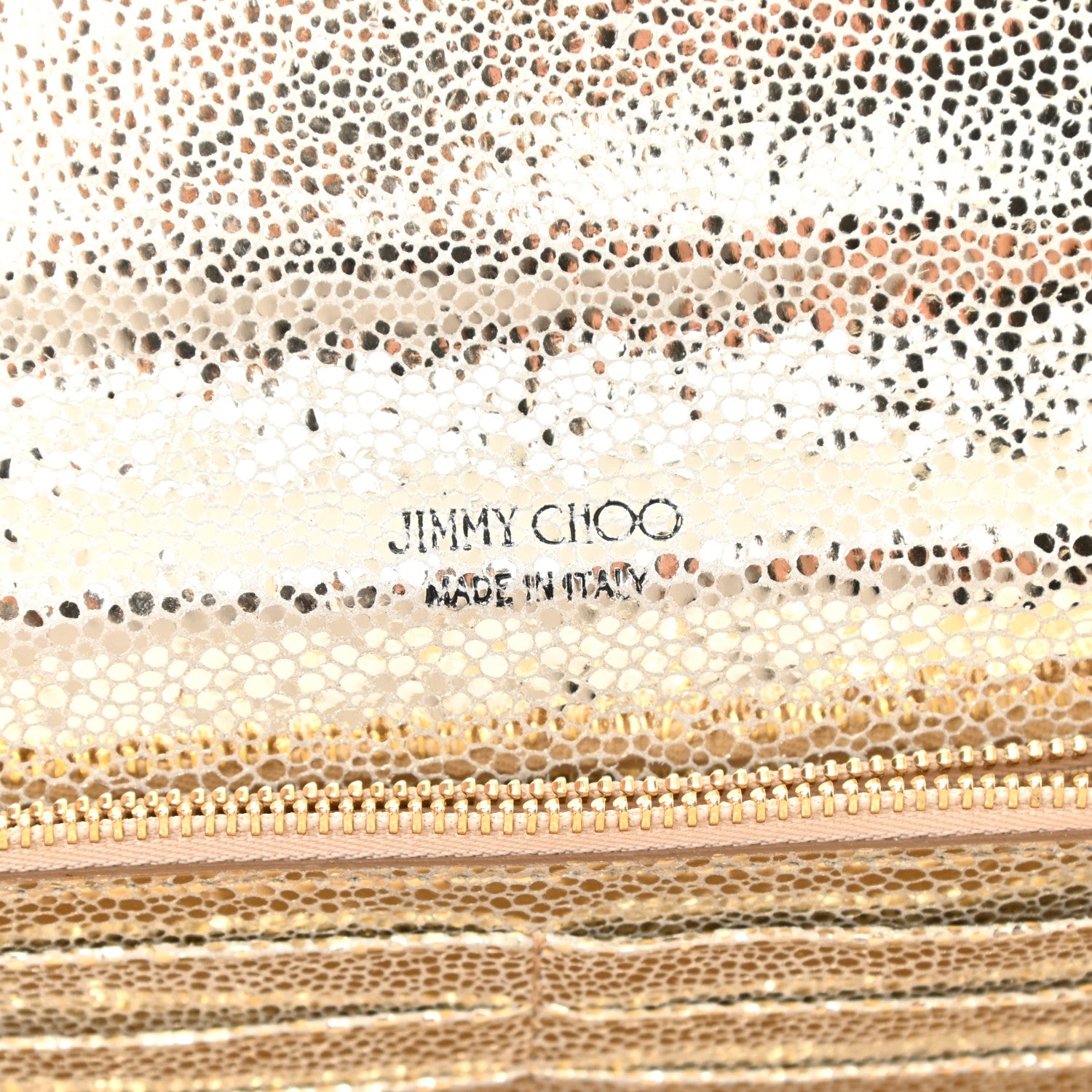 Jimmy Choo Glitter Fabric Milla Chain Wallet Champagne 6 of 9