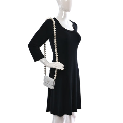 Chanel Calfskin Quilted Maxi Pearls Card Holder Flap With Chain White 2 of 13