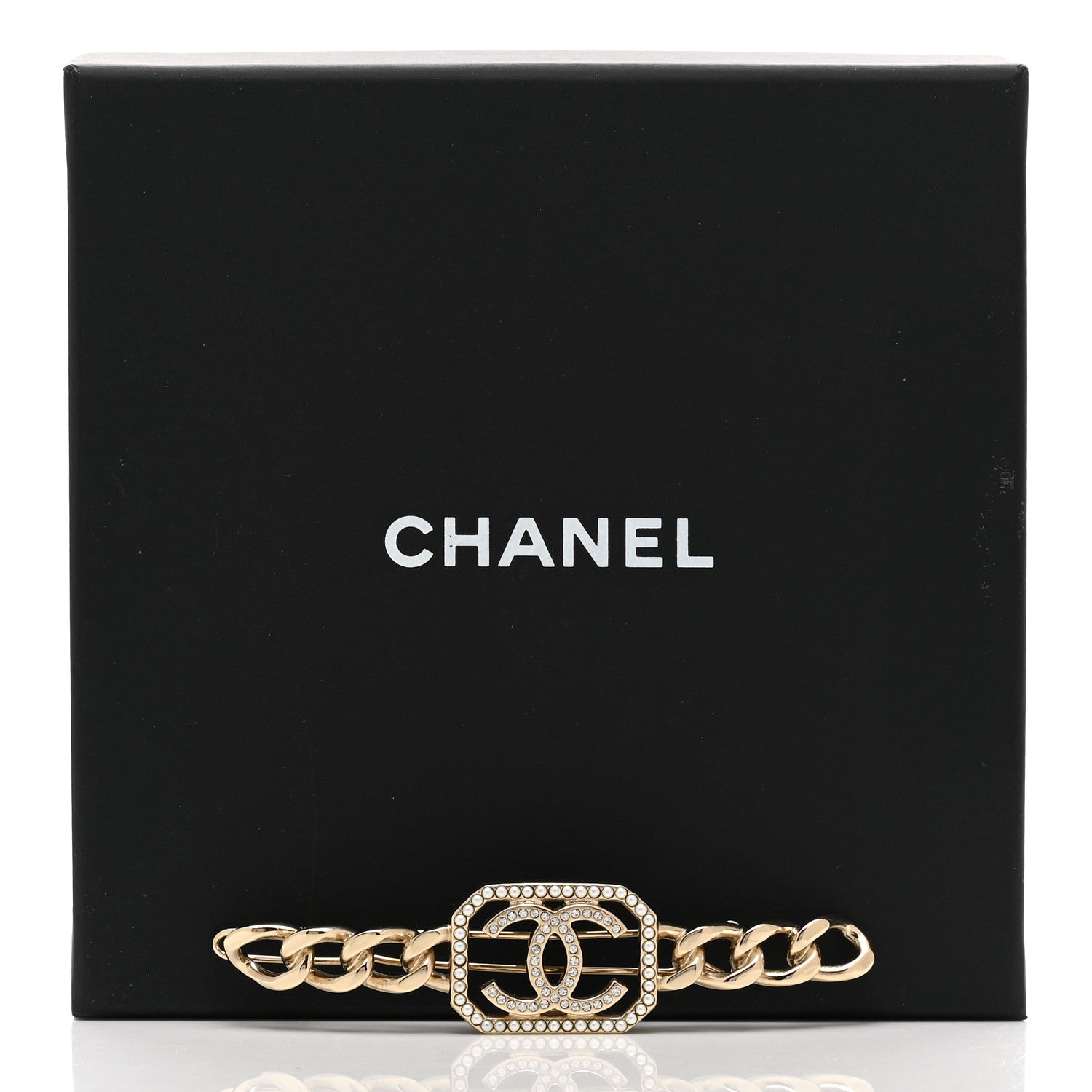 Chanel Crystal Chain CC Vendome Hair Clip Barrette Gold 4 of 4