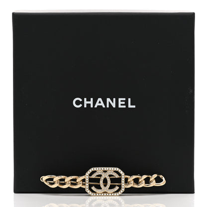 Chanel Crystal Chain CC Vendome Hair Clip Barrette Gold 4 of 4