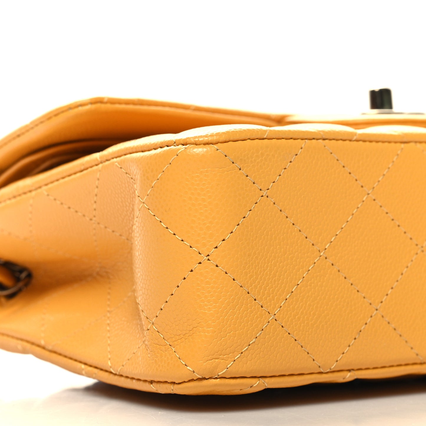 Caviar Quilted Small Double Flap Yellow
