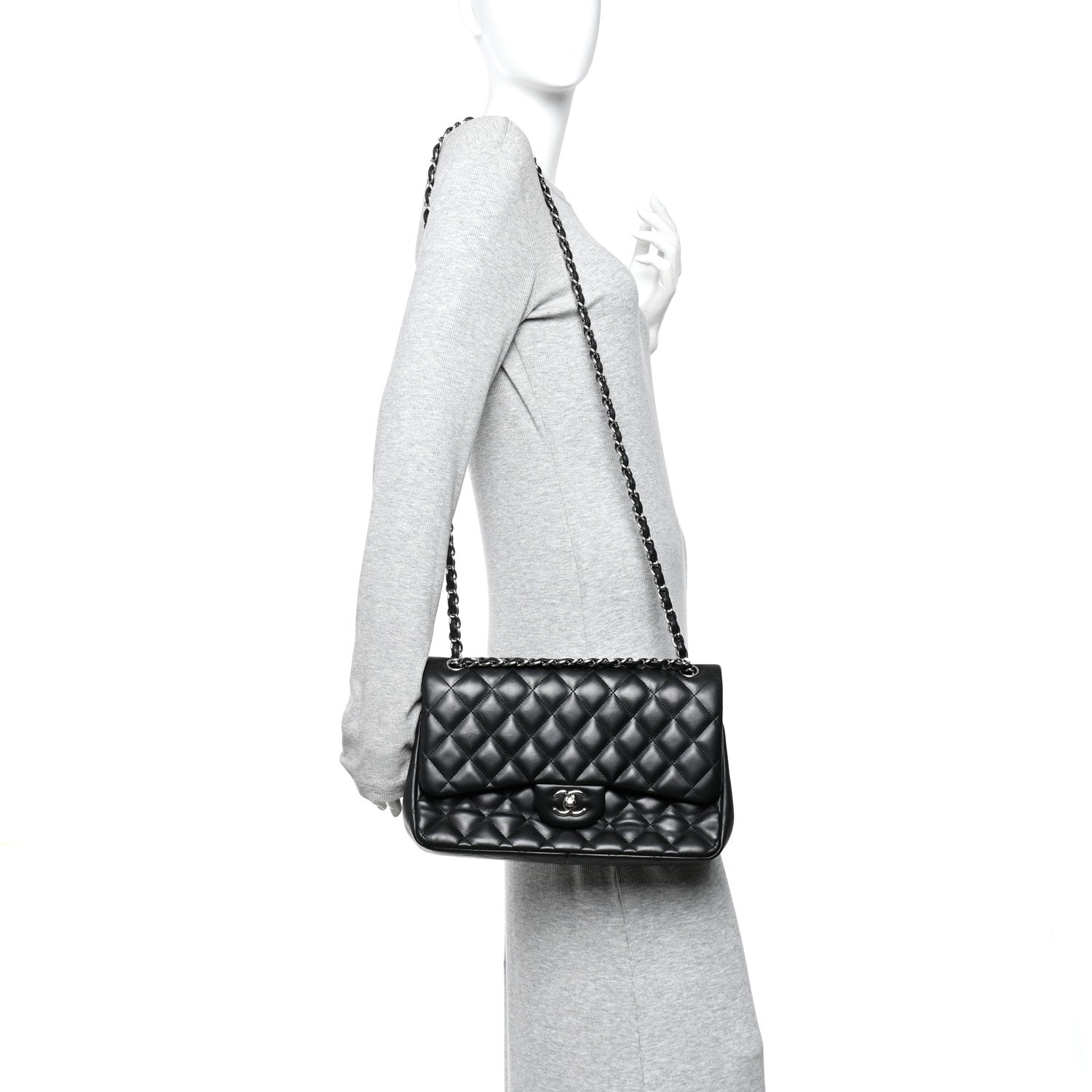 Chanel Lambskin Quilted Jumbo Double Flap Black 1866834 – FASHIONPHILE