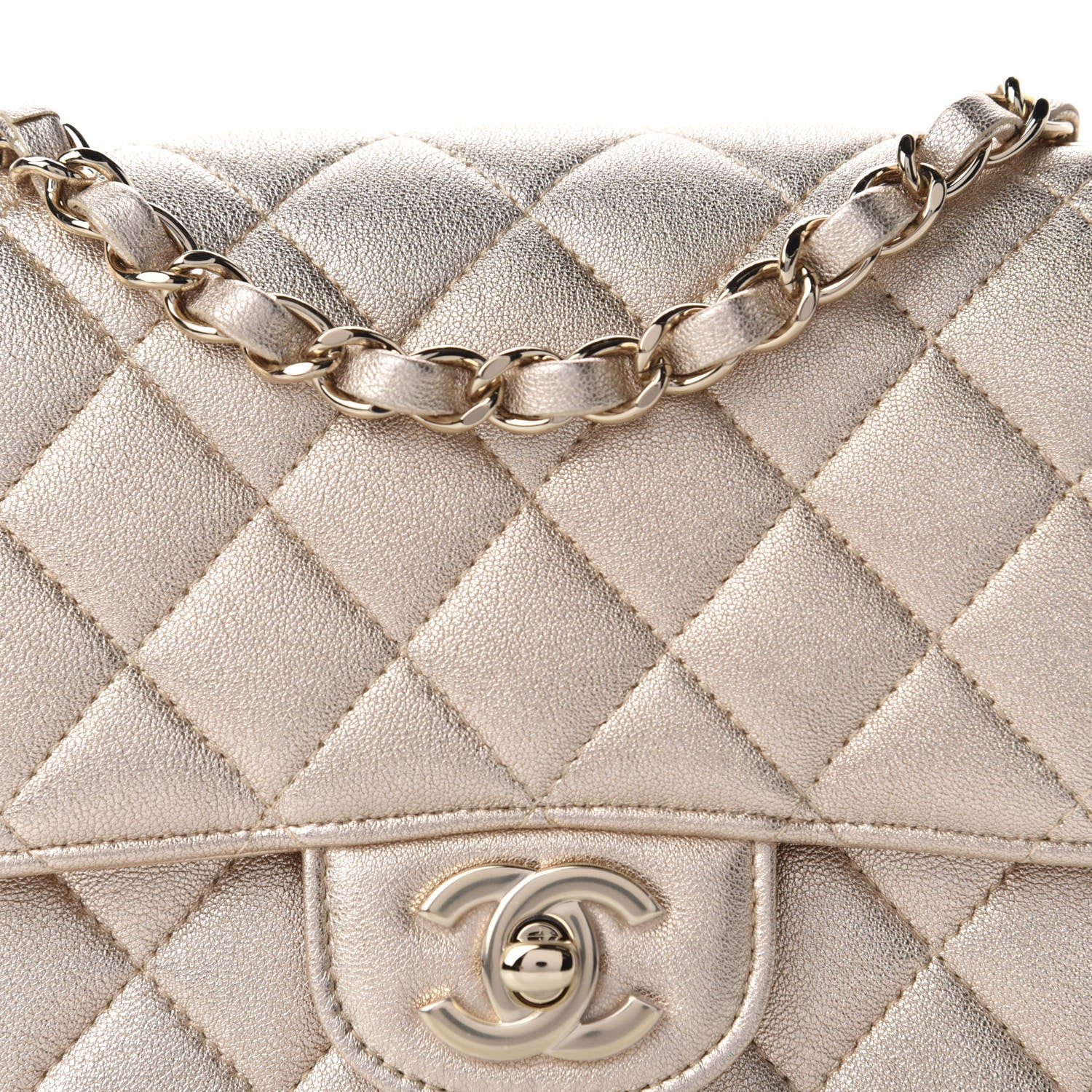Chanel Metallic Lambskin Quilted Mini Square Flap Gold 9 of 9