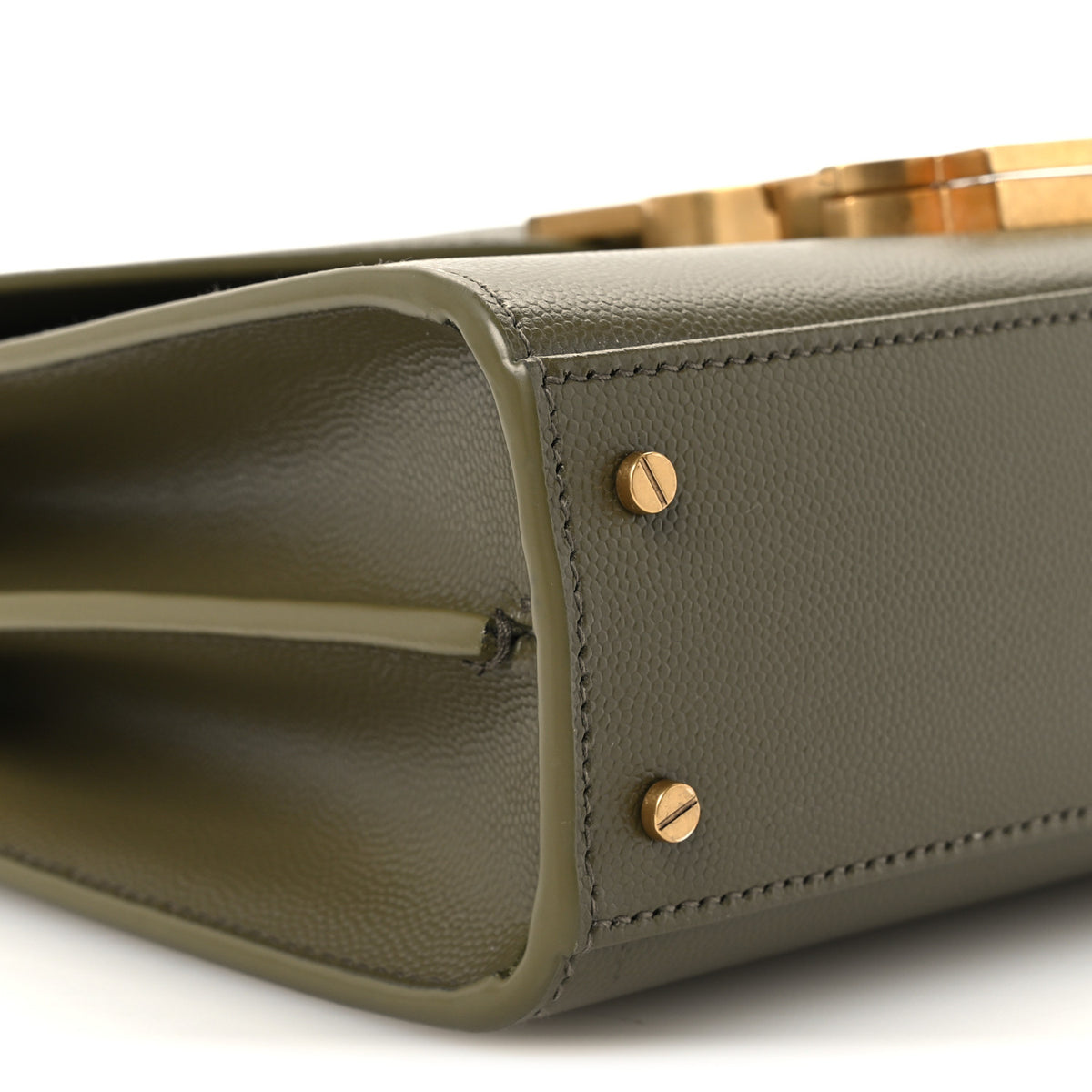 Saint Laurent Grain de Poudre Mini Classic Monogram Cassandra Top Handle Olive 9 of 10