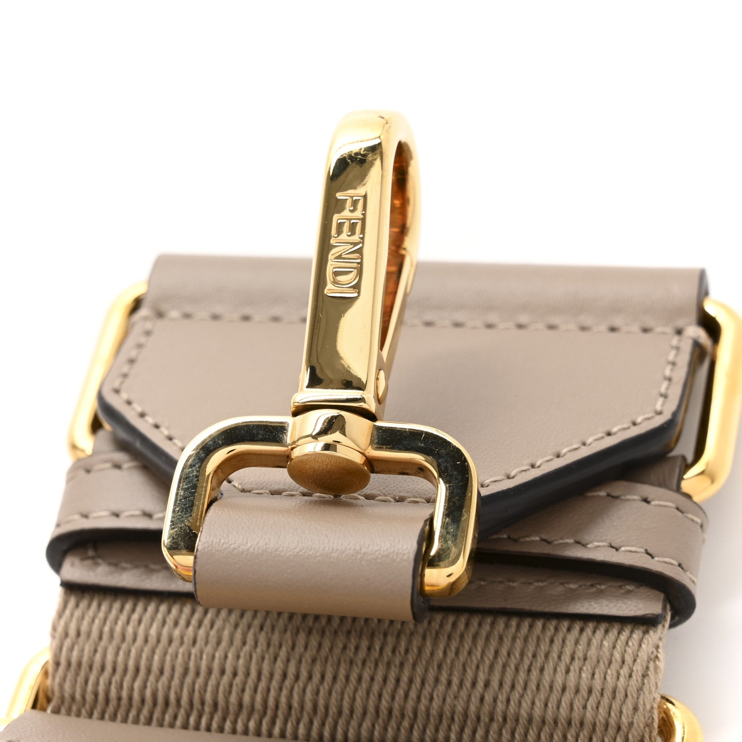 Fendi Ribbon Vitello King FF 1974 Adjustable Strap You Tortora Senape 6 of 6