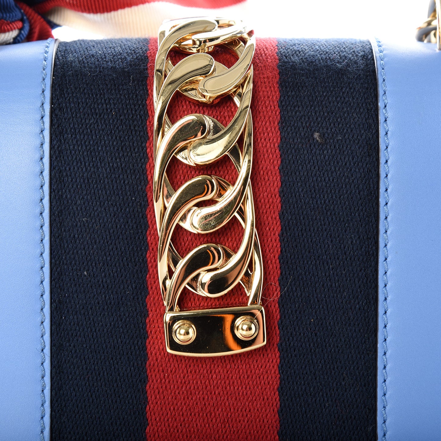 Calfskin Mini Sylvie Chain Shoulder Bag Clear Sky Blue