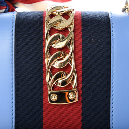 Gucci Calfskin Mini Sylvie Chain Shoulder Bag Clear Sky Blue 11 of 18