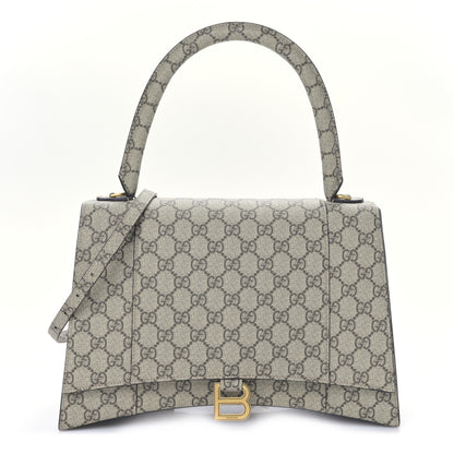 Balenciaga X GUCCI GG Supreme Monogram Medium Hourglass Top Handle Bag Beige Ebony 1 of 8