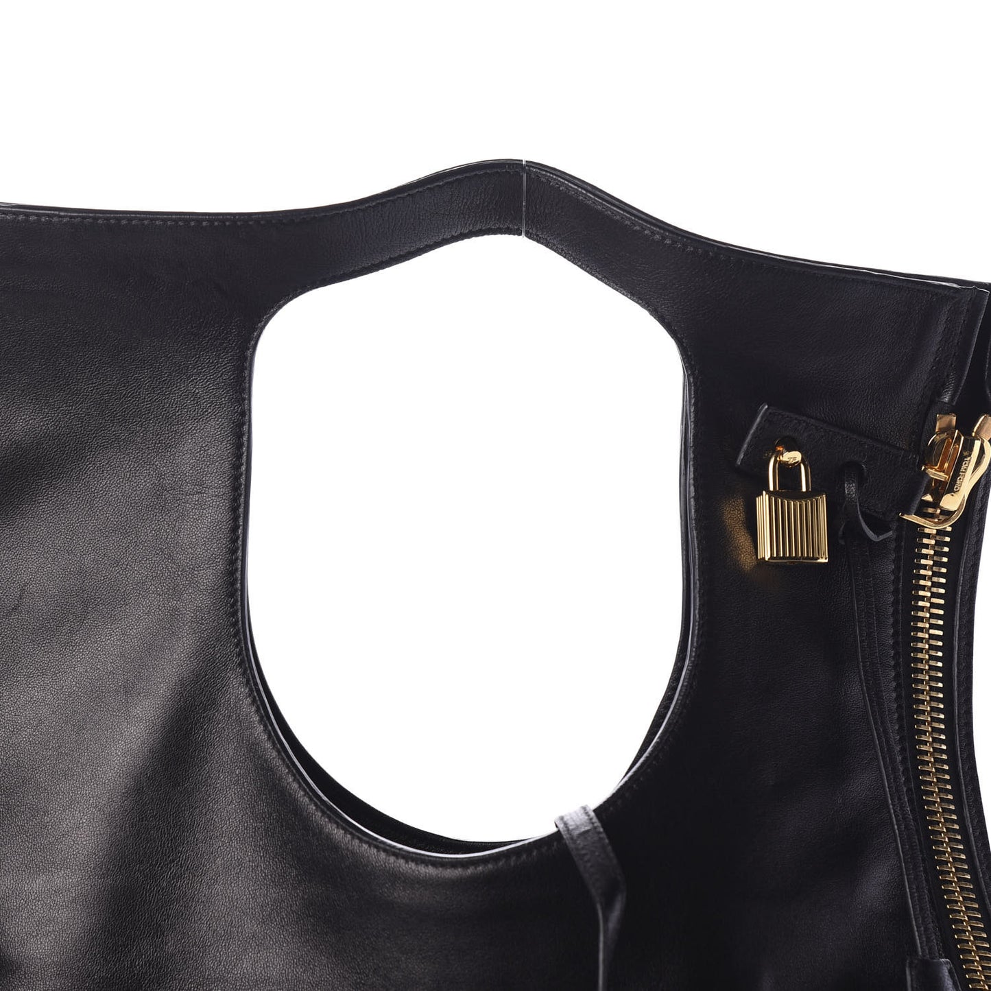 Ramskin Large Alix Padlock Zip Shoulder Bag Black