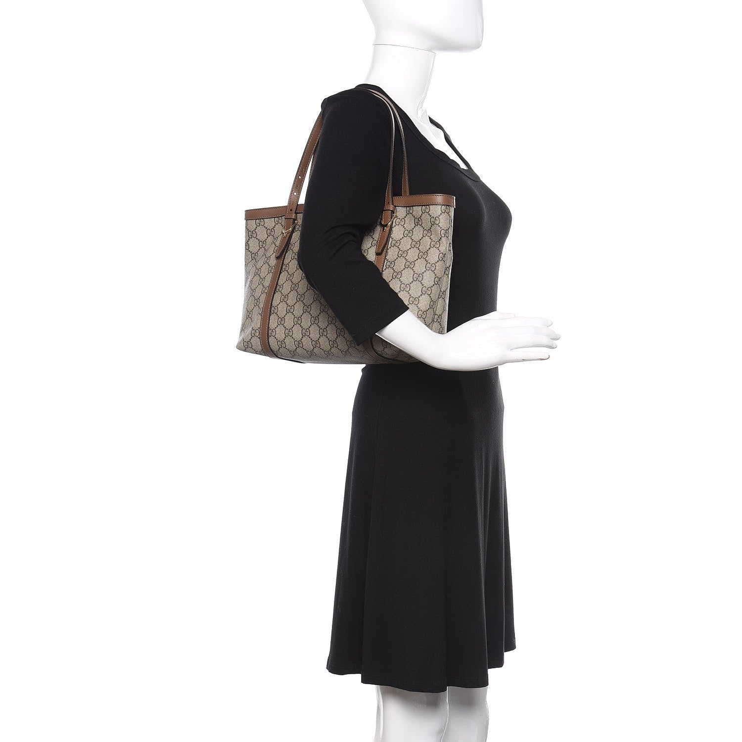 Gucci GG Supreme Monogram Margaux Calfskin Small Nice Tote Beige Ebony Acero 2 of 12