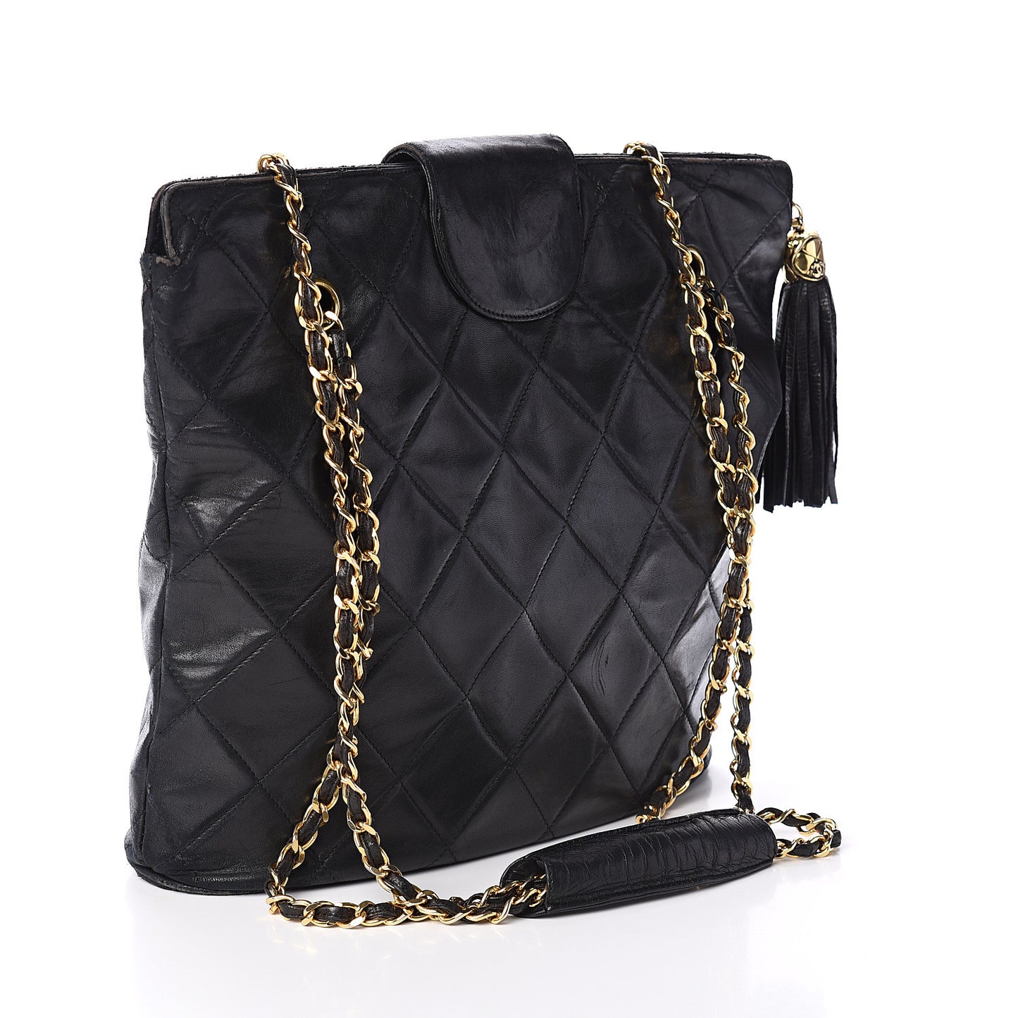 Lambskin Quilted Shoulder Bag Black