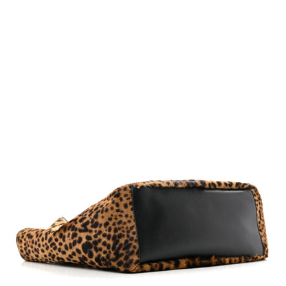 Saint Laurent Pony Hair Nappa Leopard Print Le 5 A 7 Bea Tote Earth Black 4 of 12