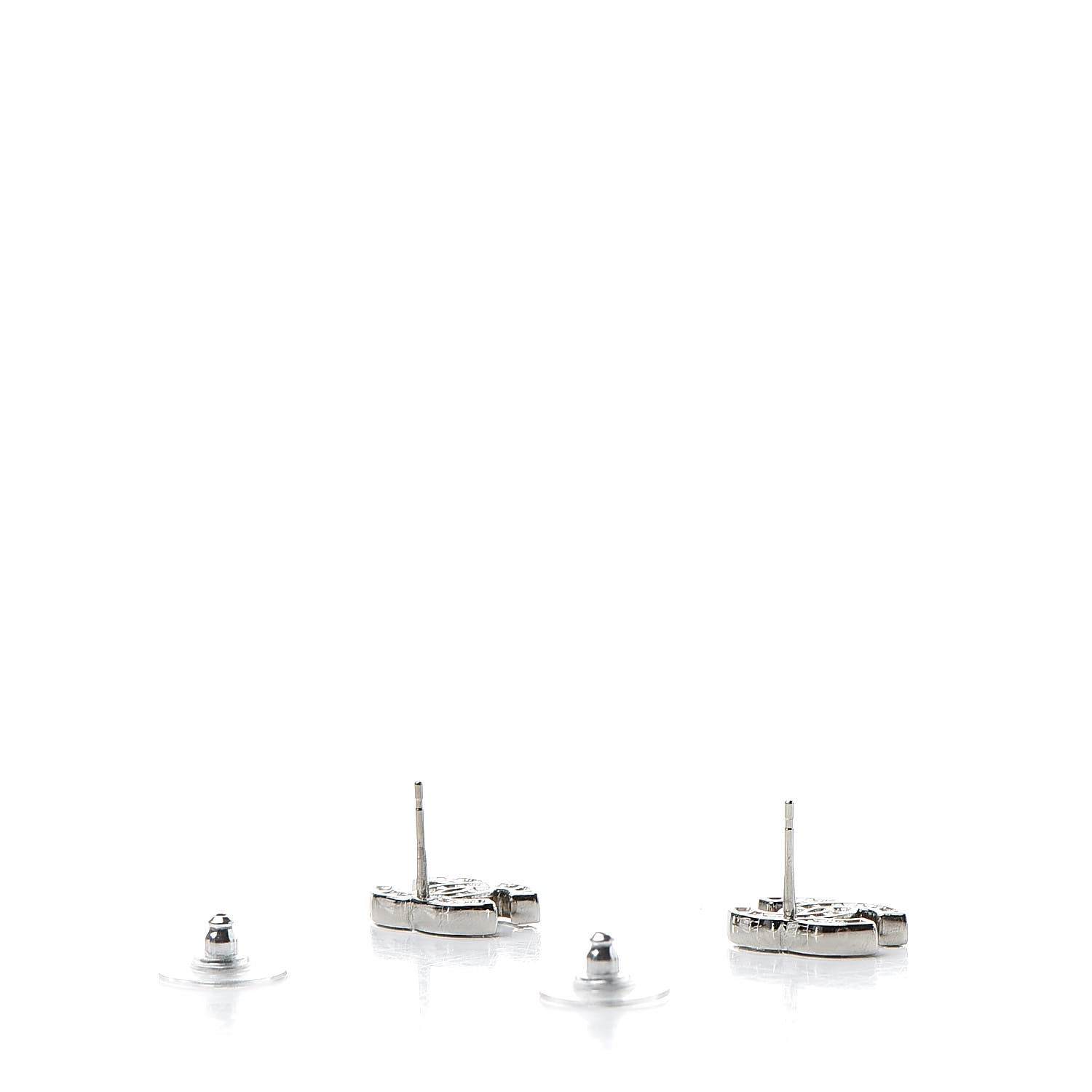 Chanel Baguette Crystal CC Earrings Silver 3 of 4