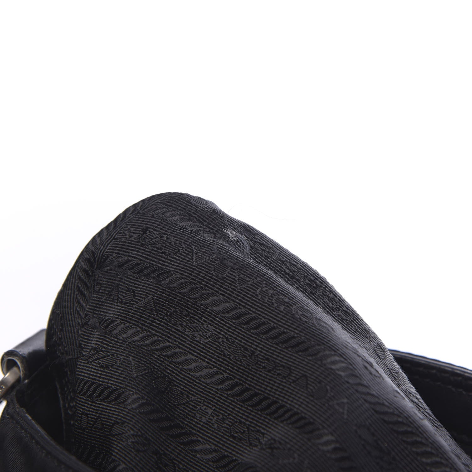 Prada Soft Calfskin Nylon Buckle Shoulder Bag Black 14 of 15