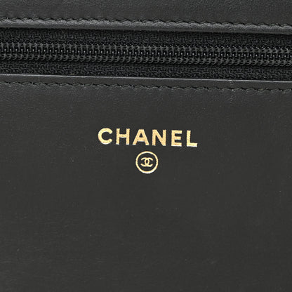 Chanel Crackled Patent Calfskin Quilted Pearl Wallet On Chain WOC Black 6 of 13