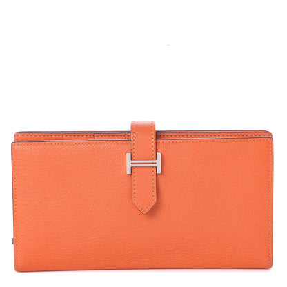 Hermes Chevre Mysore Bearn Gusset Wallet Feu 1 of 5