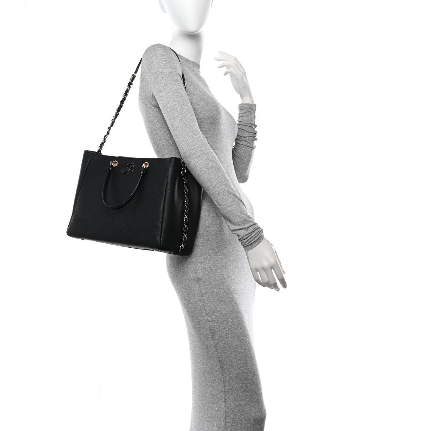 Chanel Bullskin Stitched Medium Shopping Bag Black 2 of 11