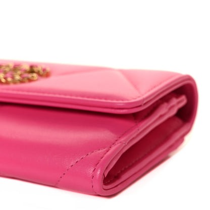 Chanel Lambskin Quilted Chanel 19 Flap Wallet Dark Pink 9 of 10