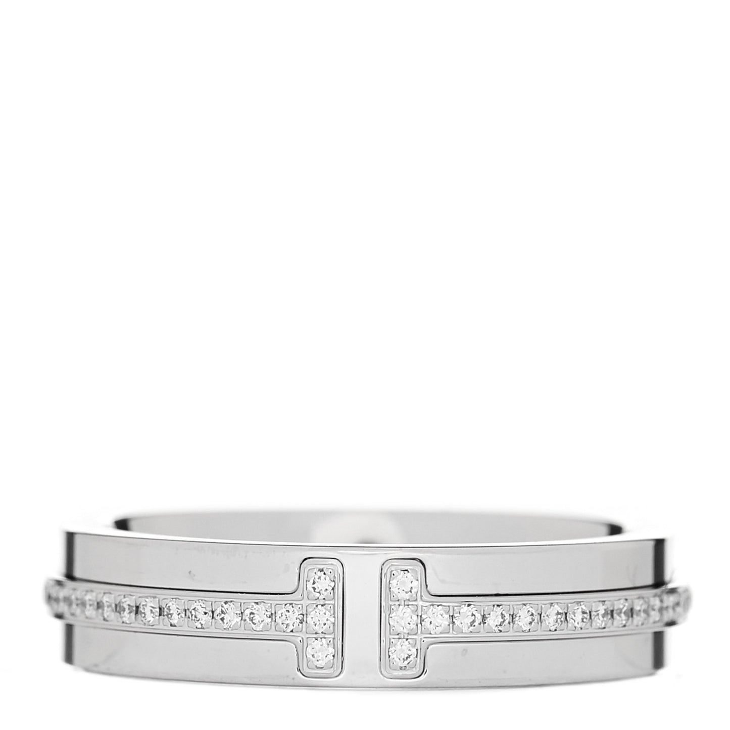 18K White Gold Diamond Narrow T Two Ring 52 6