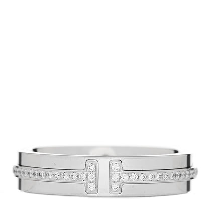 Tiffany 18K White Gold Diamond Narrow T Two Ring 52 6 1 of 5