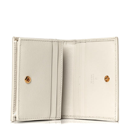 Gucci GG Supreme Monogram Azalea Calfskin Horsebit 1955 Card Case Wallet Beige Ebony Mystic White 5 of 9