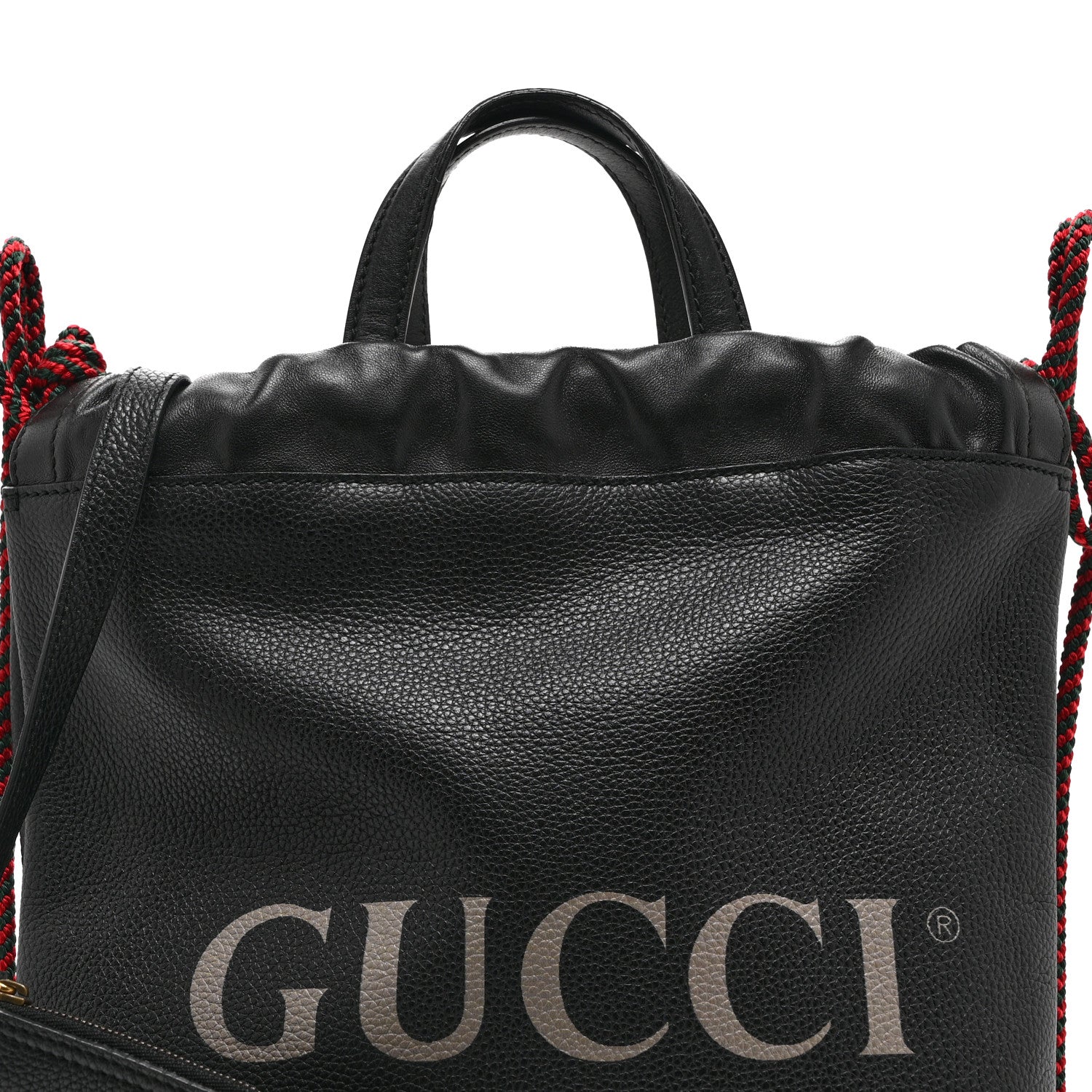 Gucci Calfskin Logo Drawstring Backpack Black 9 of 11