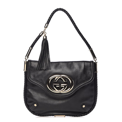 Gucci Calfskin Medium Britt Tassel Shoulder Bag Black 1 of 15