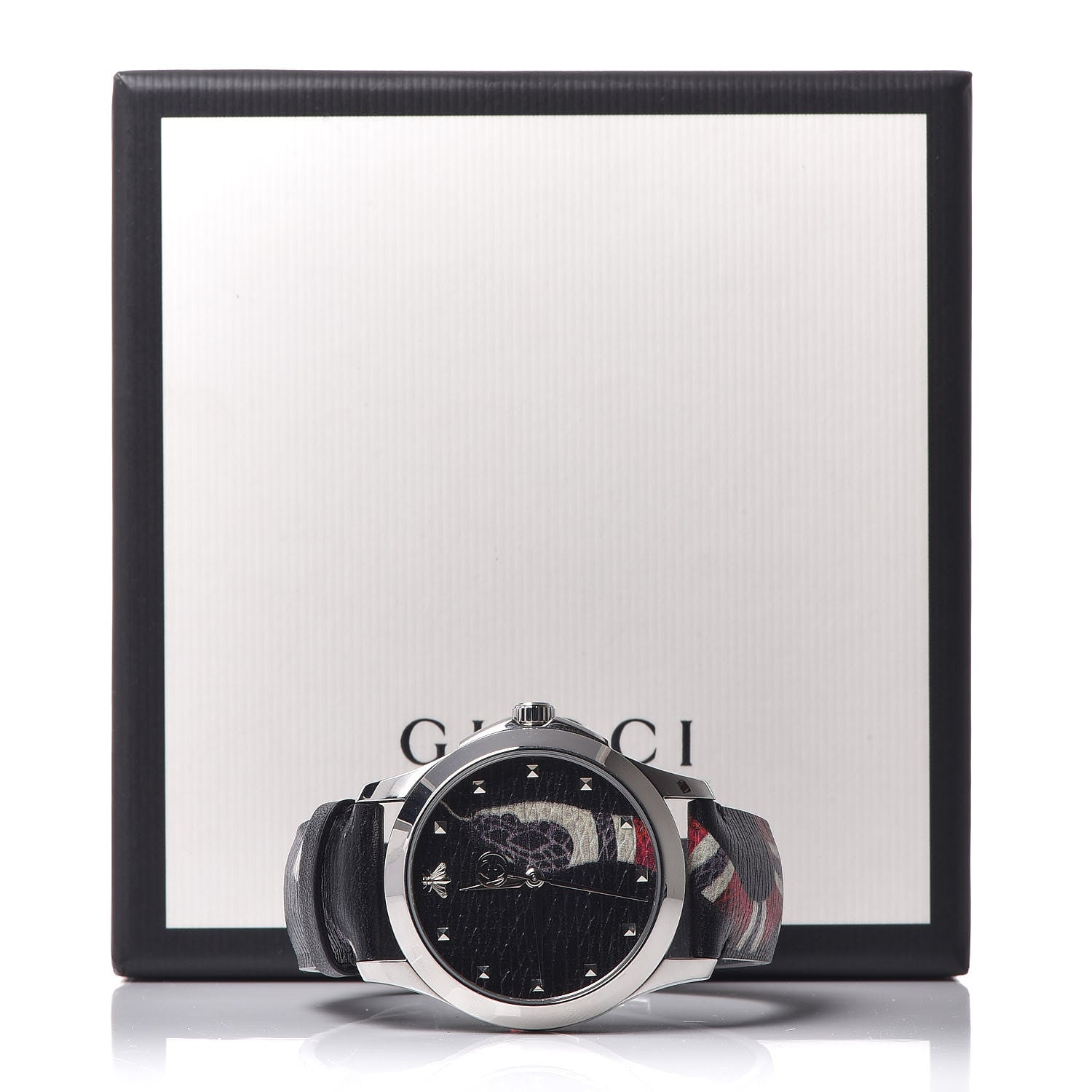 Gucci Stainless Steel Calfskin 38mm Le Marche Des Merveilles Snake Quartz Watch Black 8 of 8