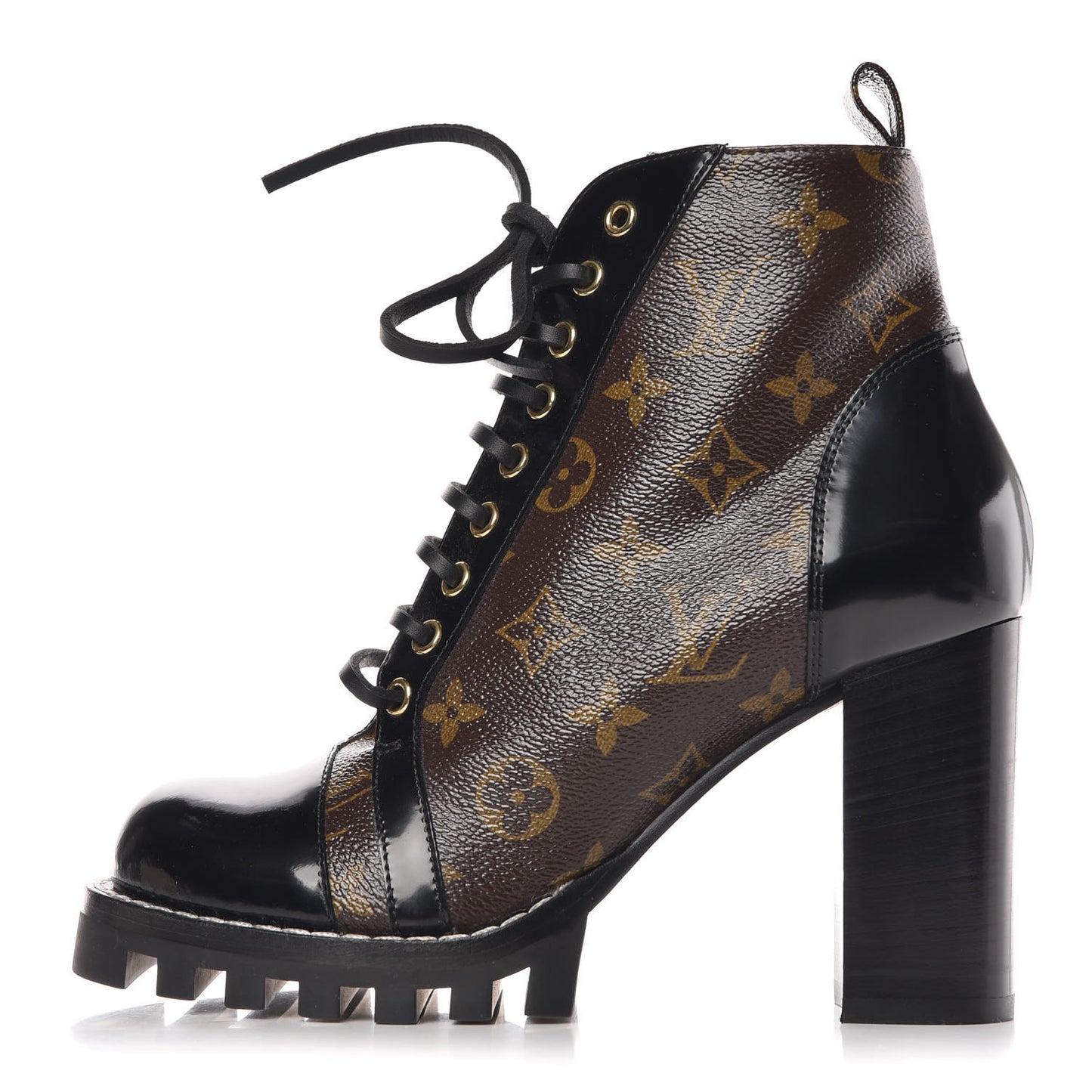 Patent Calfskin Monogram Star Trail Ankle Boots 38.5 Black