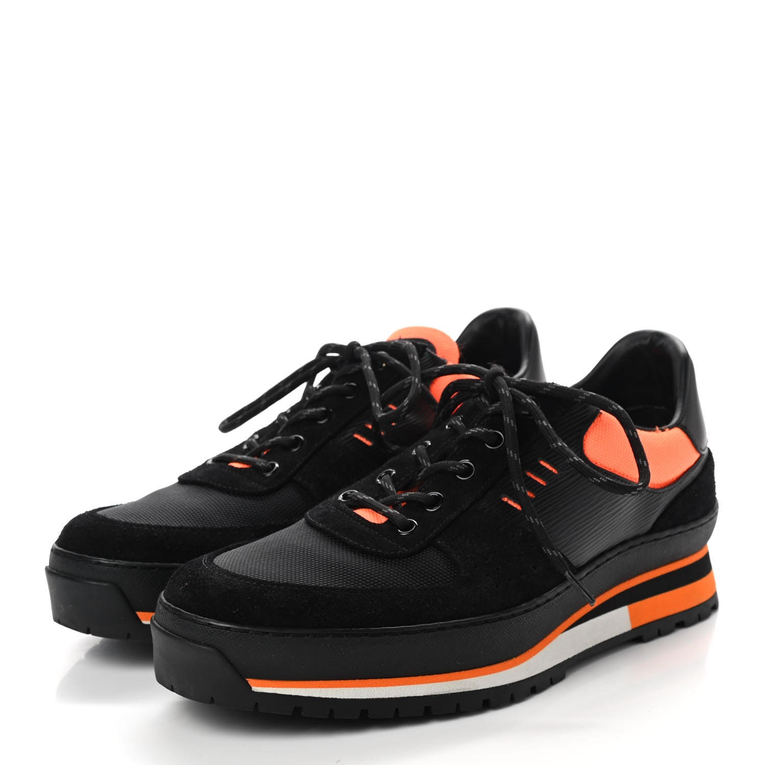 Louis Vuitton Epi Suede Mens Harlem Richelieu Sneakers 7 Black Orange 3 of 9
