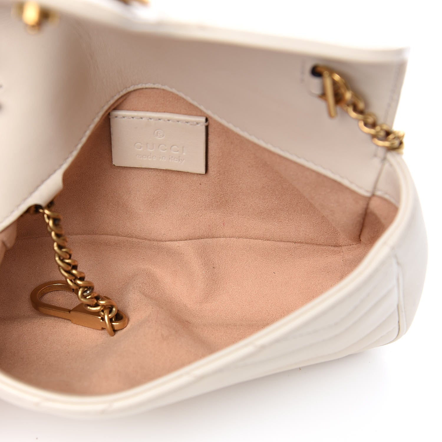 Gucci Calfskin Matelasse Super Mini GG Marmont Shoulder Bag White 5 of 10