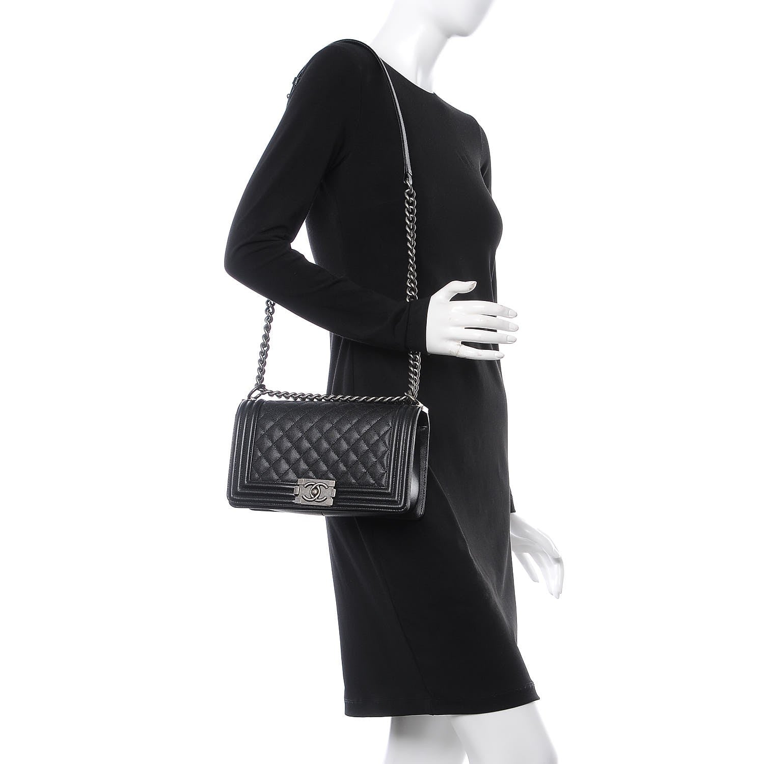 Chanel Caviar Quilted Medium Boy Flap Black 2 of 9