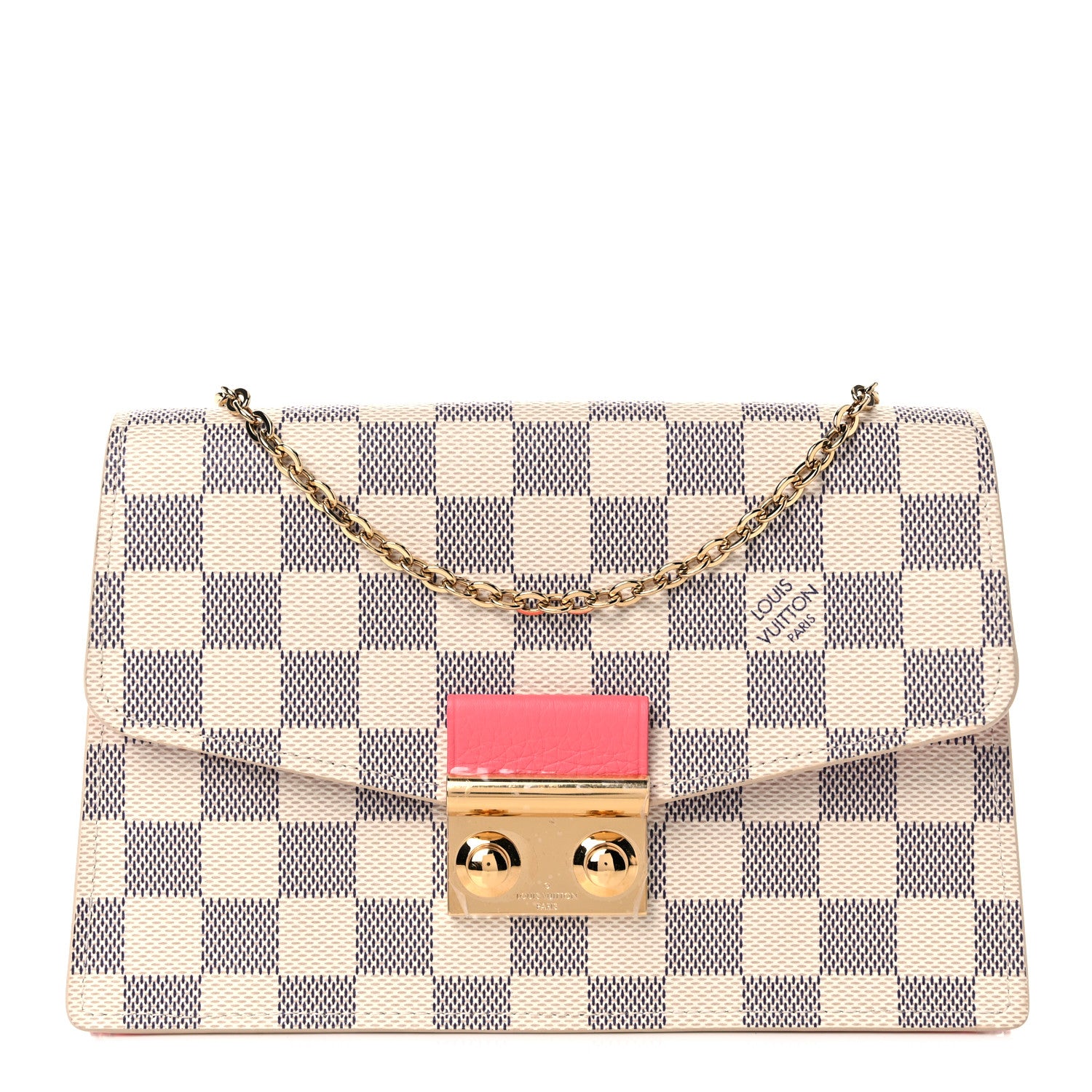 Louis Vuitton Damier Azur Croisette Chain Wallet Rose Papaye 1 of 8